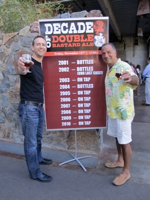 2010 - Dan K and Greg Koch enjoying 10 years of Dbl Bastard at Stone Bistro, Escondido, CA